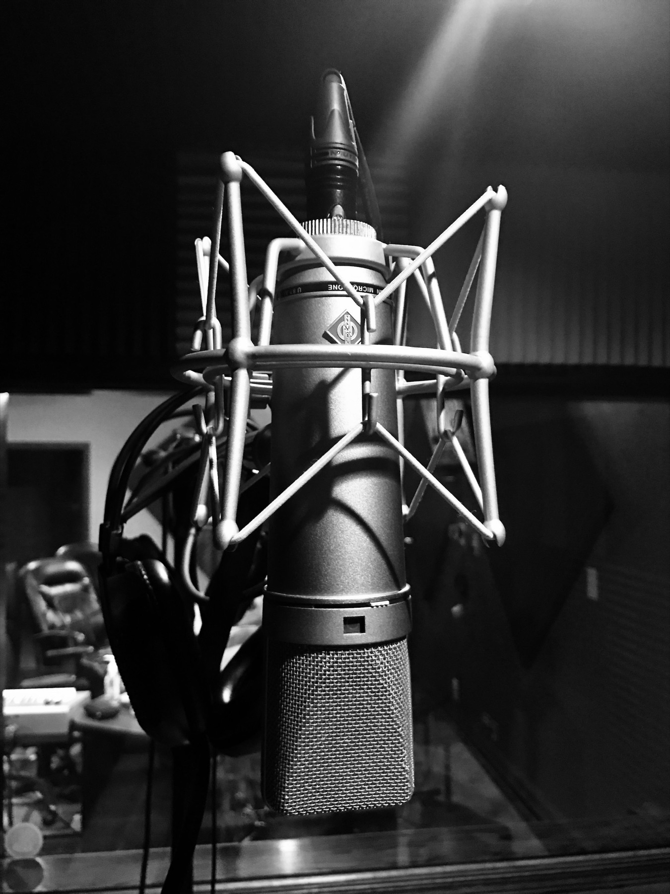 Condenser microphone in the vocal booth